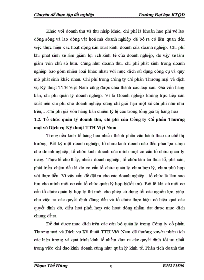 image for page Hoàn thiện kế toán doanh thu chi phí và xác định kết quả kinh doanh tại Công ty Cổ phần Thương mại và Dịch vụ Kỹ thuật TTH Việt Nam