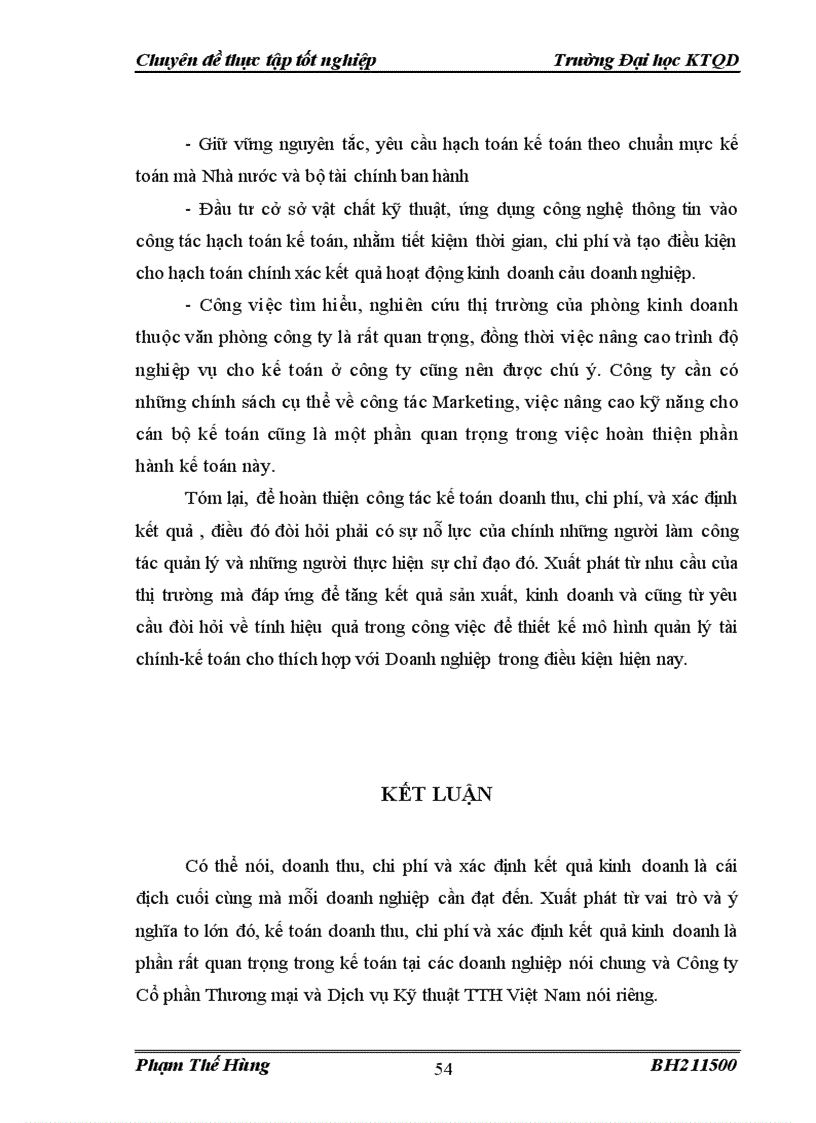 image for page Hoàn thiện kế toán doanh thu chi phí và xác định kết quả kinh doanh tại Công ty Cổ phần Thương mại và Dịch vụ Kỹ thuật TTH Việt Nam