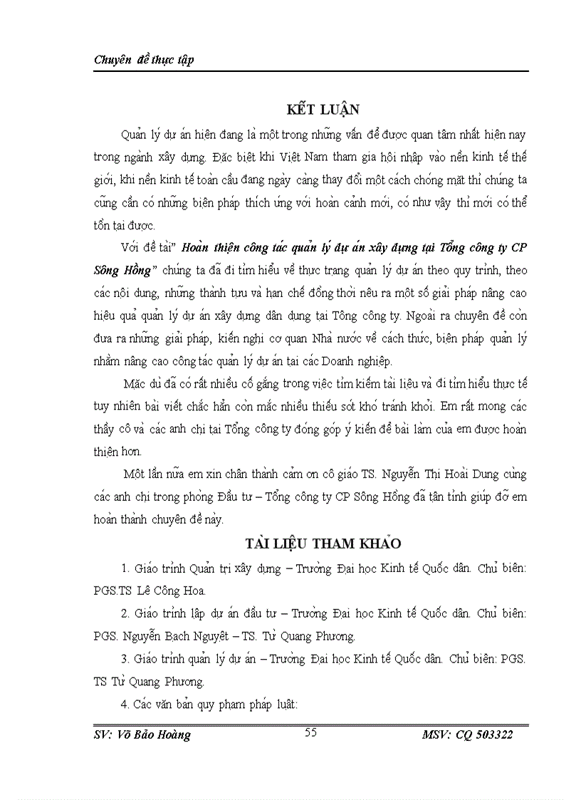 image for page Hoàn thiện công tác quản lý dự án đầu tư xây dựng dân dụng tại Tổng công ty Sông Hồng