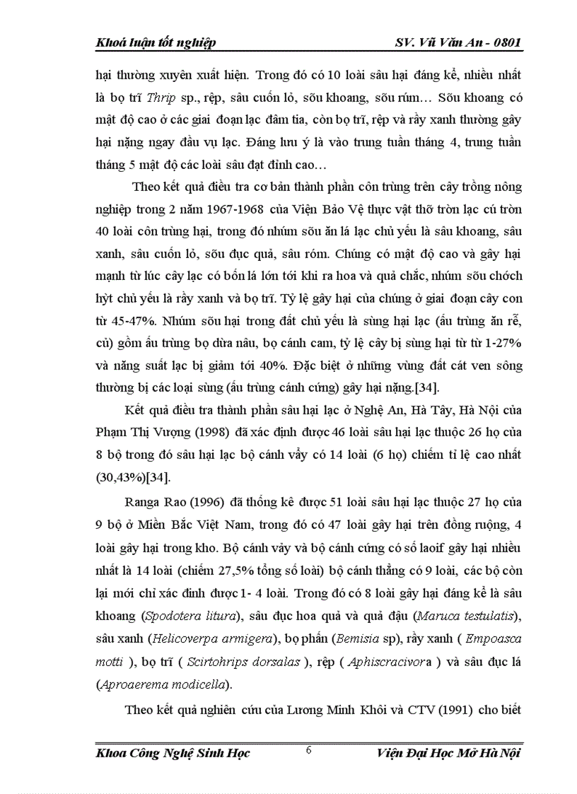 image for page Điều tra nghiên cứu sự đa dạng về thành phần loài côn trùng và đặc điểm sinh học sinh thái của loài sâu róm 4 gù 2 vàng 2 vệt đen Orgyia sp trên cây lạc tại vùng ngoại thành Hà Nội vụ Xuân Hè 2012