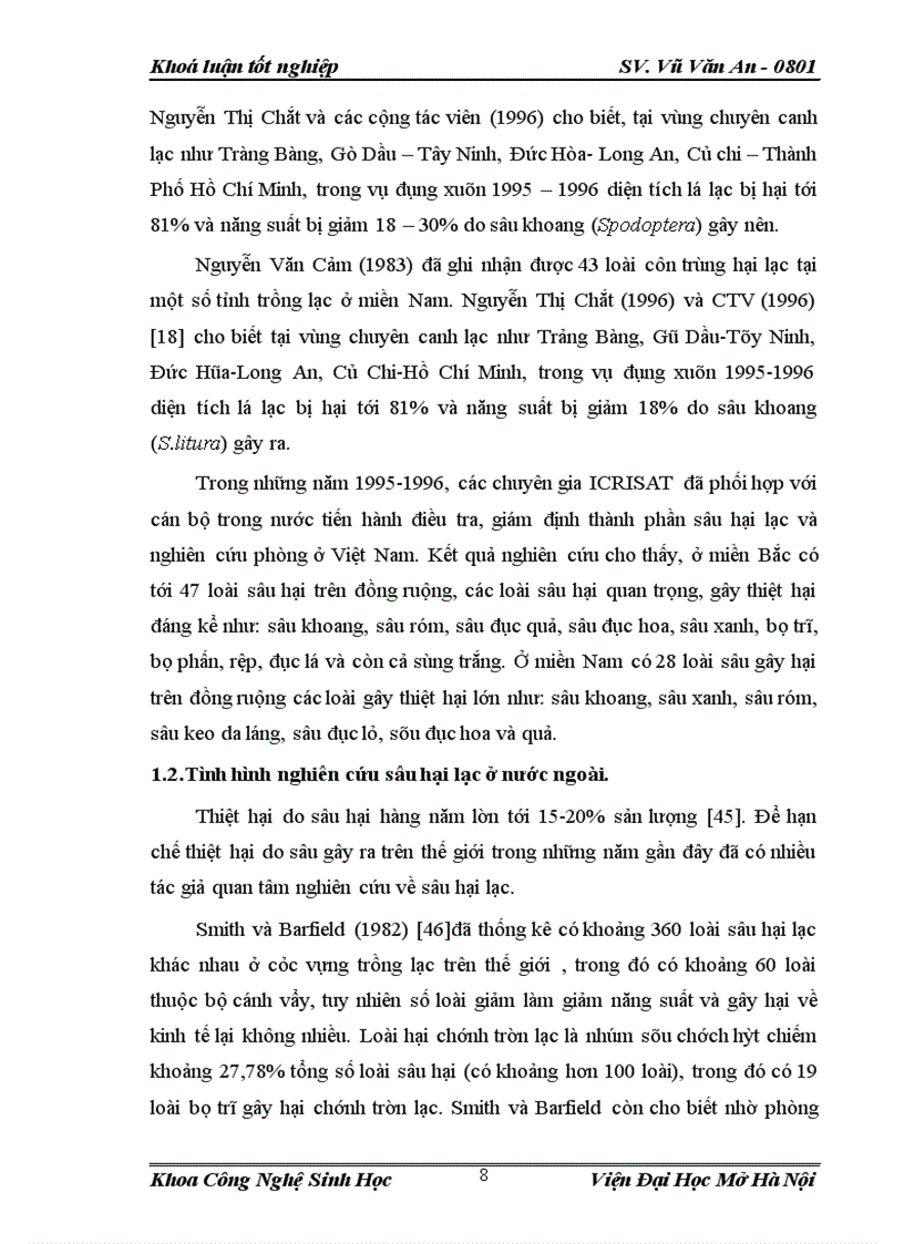image for page Điều tra nghiên cứu sự đa dạng về thành phần loài côn trùng và đặc điểm sinh học sinh thái của loài sâu róm 4 gù 2 vàng 2 vệt đen Orgyia sp trên cây lạc tại vùng ngoại thành Hà Nội vụ Xuân Hè 2012