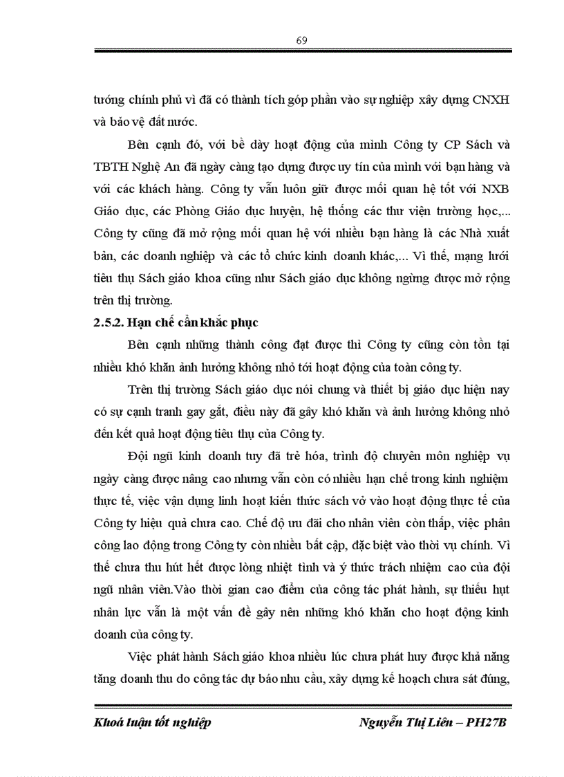 image for page Hoạt động tiêu thụ Sách giáo khoa tại Công ty cổ phần Sách và thiết bị trường học Nghệ An trong 2 năm 2010 201