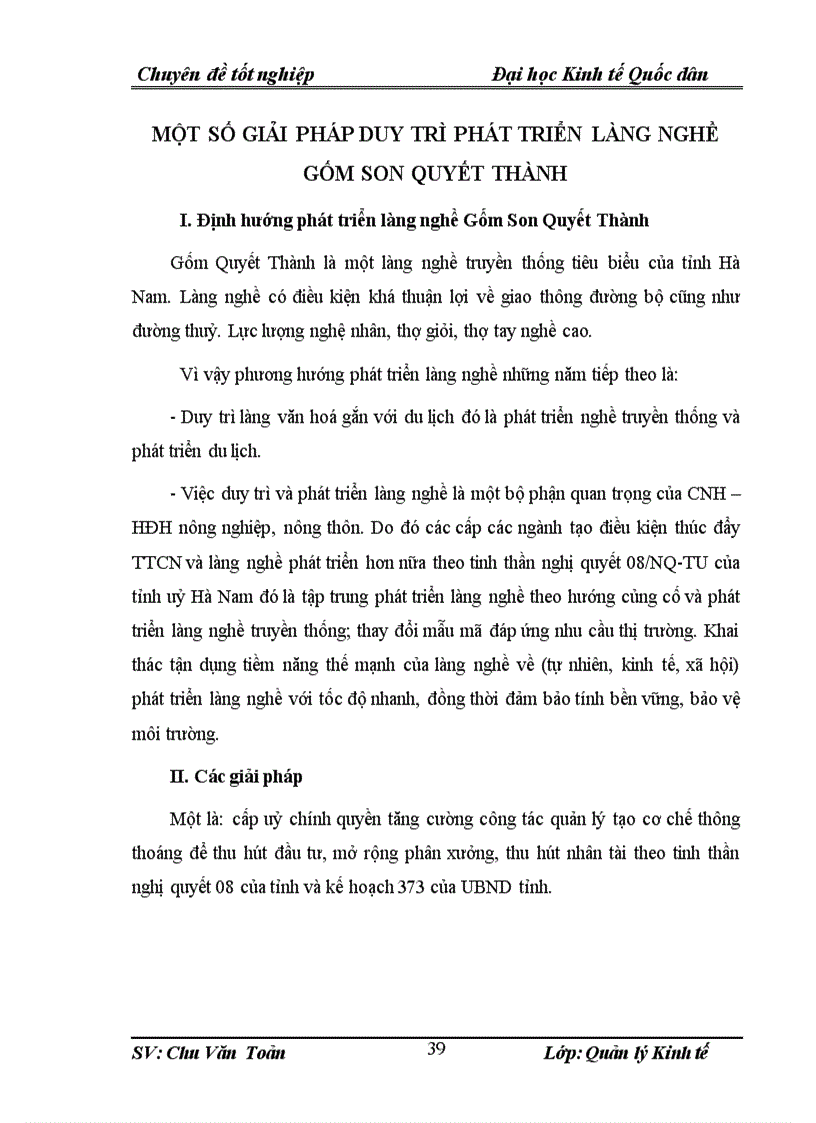 image for page Thực trạng và một số giải pháp duy trì phát triển làng nghề gốm Quyết Thành Thị trấn Quế