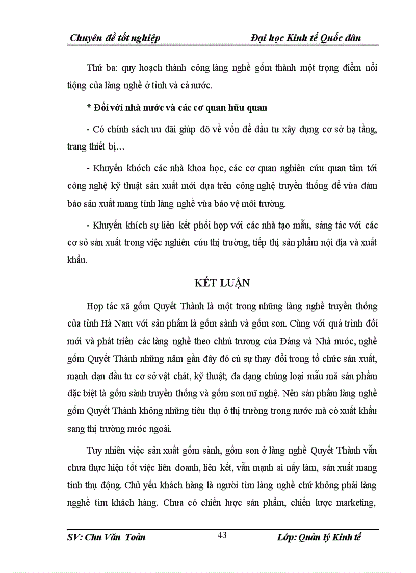 image for page Thực trạng và một số giải pháp duy trì phát triển làng nghề gốm Quyết Thành Thị trấn Quế