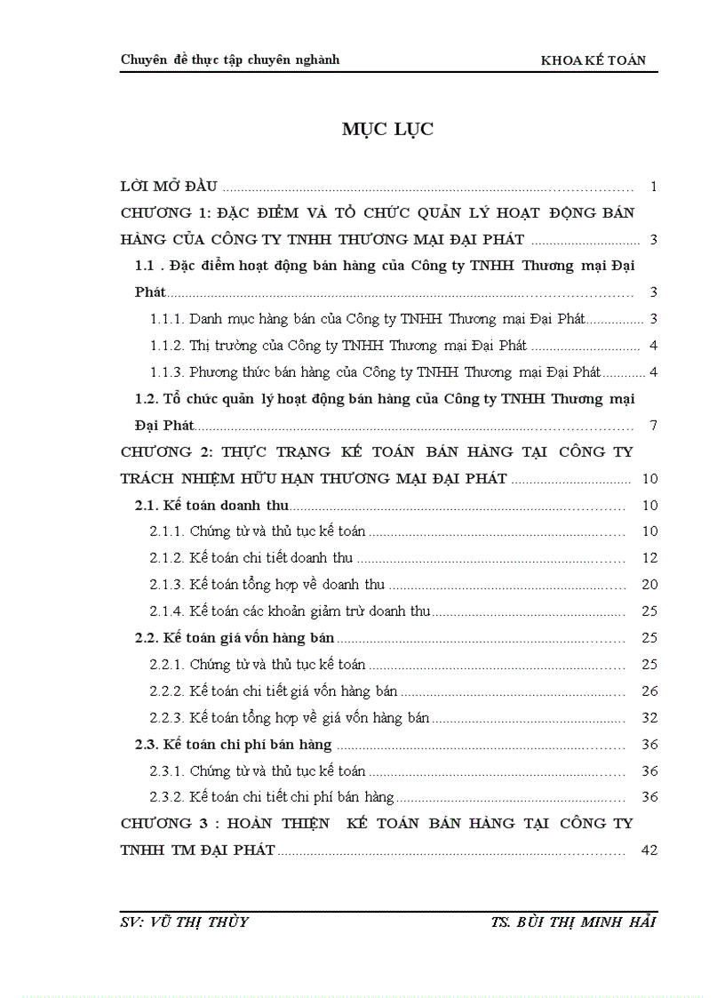 Hoàn thiện kế toán bán hàng tại Công ty TNHH TM Đại Phát 1