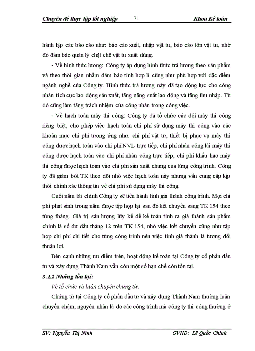 image for page Hoàn thiện kế toán chi phí sản xuất và tính giá thành sản phẩm xây lắp tại Công ty cổ phần đầu tư và xây dựng Thành Nam