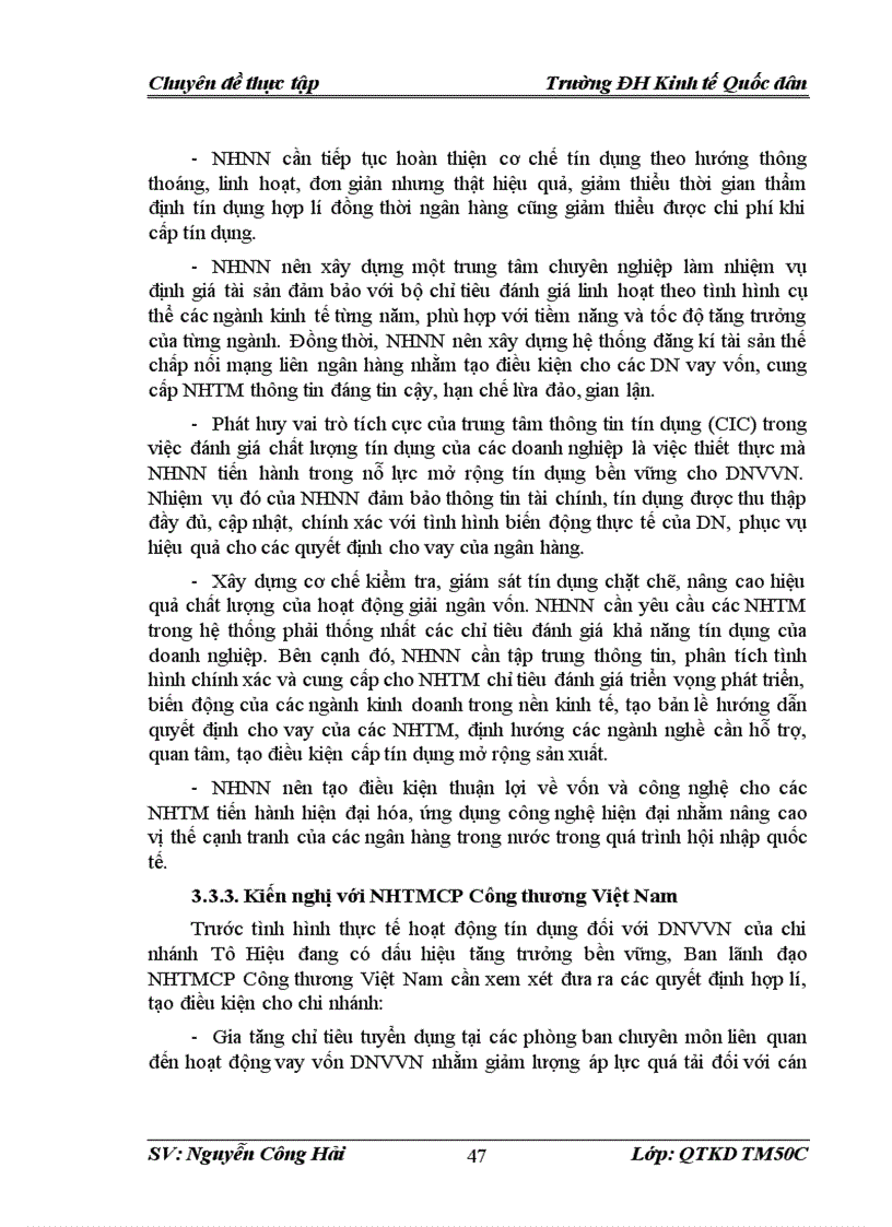 image for page Giải pháp mở rộng và phát triển hoạt động cho vay đối với doanh nghiệp vừa và nhỏ của NHTMCP Công thương Việt Nam chi nhánh Tô Hiệu