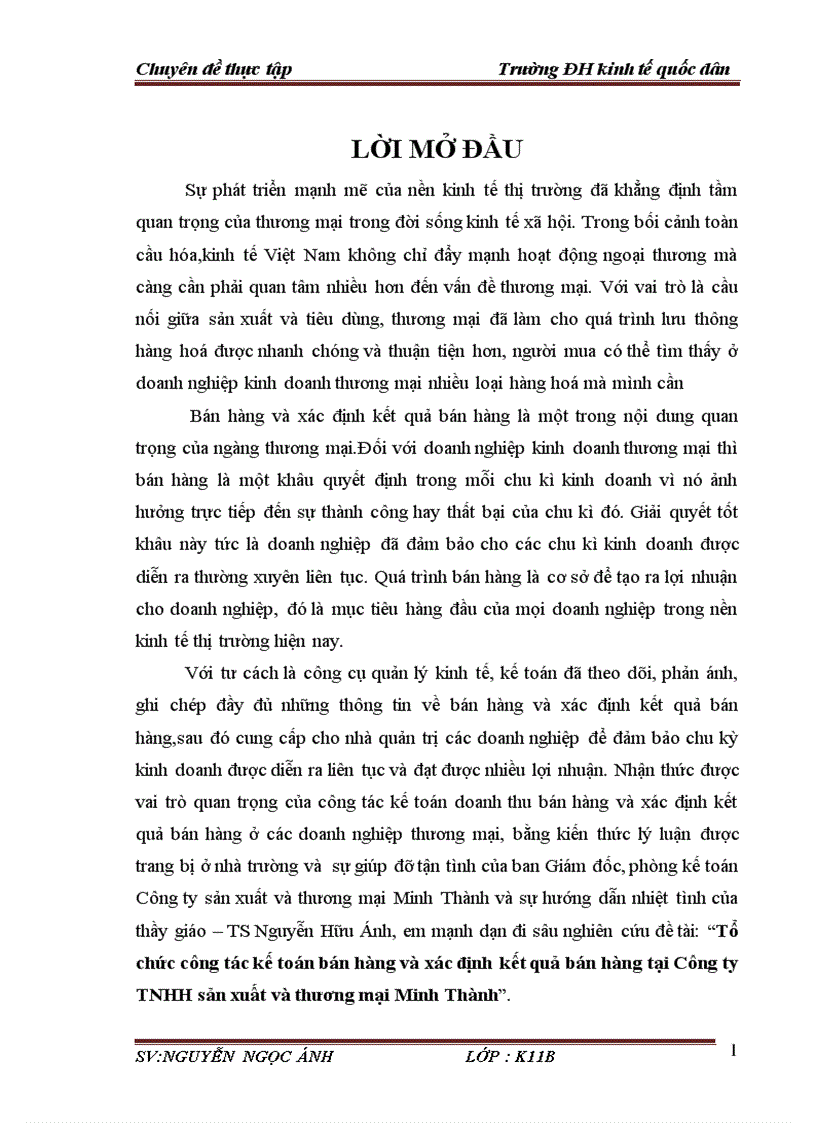image for page Tổ chức công tác kế toán bán hàng và xác định kết quả bán hàng tại Công ty TNHH sản xuất và thương mại Minh Thành