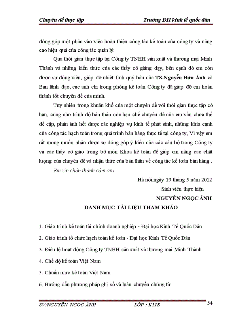 image for page Tổ chức công tác kế toán bán hàng và xác định kết quả bán hàng tại Công ty TNHH sản xuất và thương mại Minh Thành