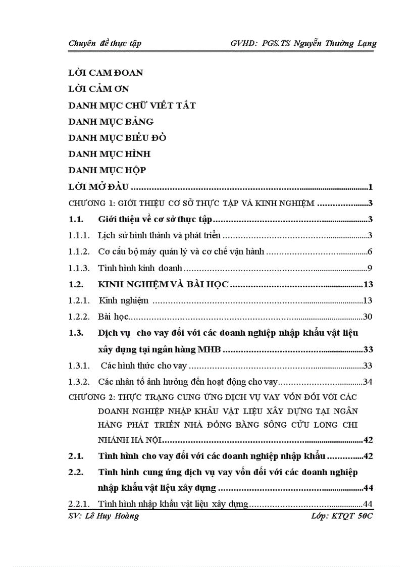 Thực trạng cung ứng dịch vụ vay vốn đối với các doanh nghiệp nhập khảu vật liệu xây dựng tại ngân hàng phát triển nhà đồng bằng sông cửu long chi nhánh hà nội