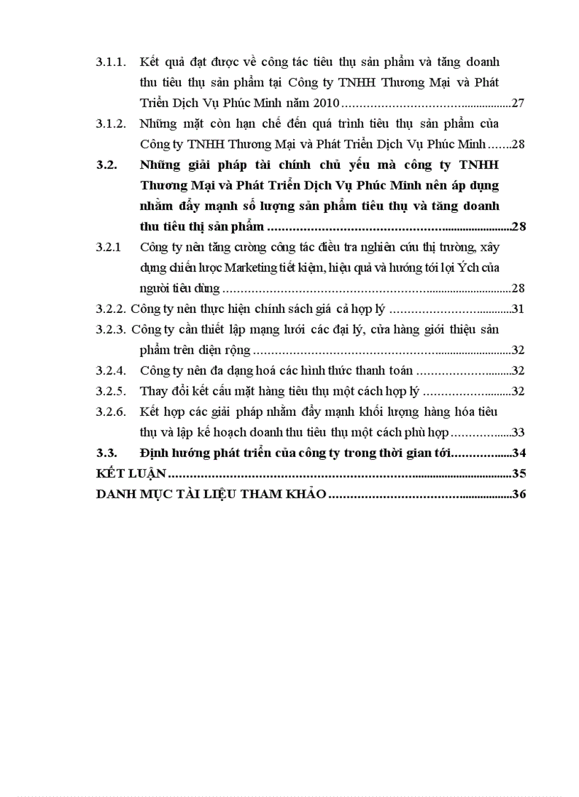 Các giải pháp tài chính chủ yếu để đẩy mạnh công tác tiêu thụ và tăng doanh thu tại Công Ty TNHH Thương Mại và Phát Triển Dịch vụ Phúc Minh