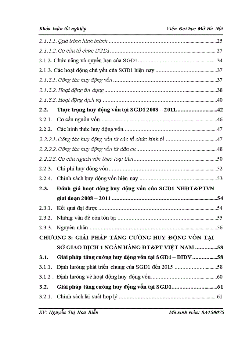 Giải pháp tăng cường huy động vốn tại Chi nhánh Sở giao dịch 1 Ngân hàng Đầu tư và Phát triển Việt Nam 3