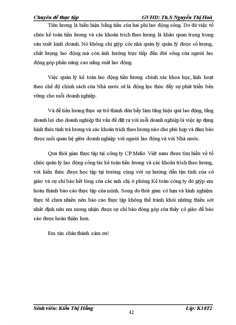 image for page Kế toán tiền lương và các khoản trích theo lương tại Công ty CP Melio Việt Nam