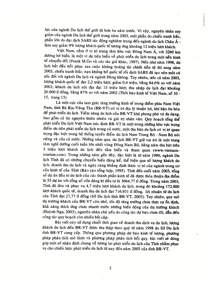 image for page Dự báo doanh thu và lượng khách du lịch của ngành du lịch tỉnh Bà Rịa Vũng Tàu
