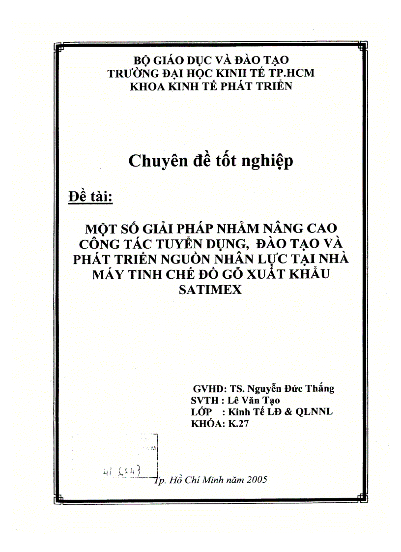image for page Một số giải pháp nhằm nâng cao công tác tuyển dụng đào tạo và phát triển nguồn nhân lực tại nhà máy tinh chế đồ gỗ xuất khẩu SATIMEX
