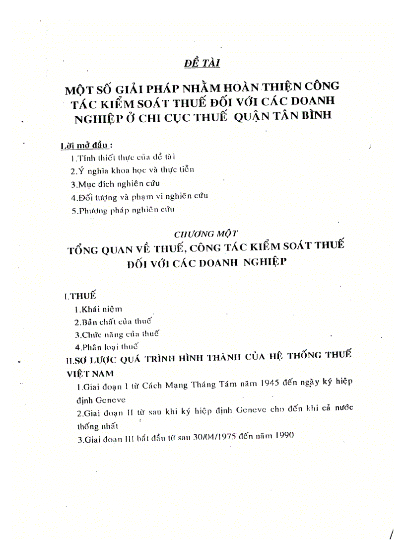 Một số biện pháp nhằm kiểm soát thuế đối với doanh nghiệp tại chi cục thuế quận Tân Bình