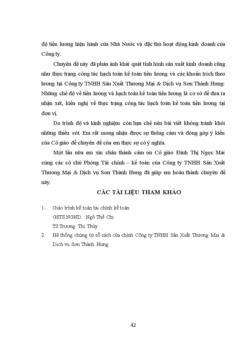 image for page Hoàn thiện công tác Hạch toán kế toán tiền lương và các khoản trích theo lương tại Công ty TNHH Sản Xuất Thương Mại Dịch vụ Sơn Thành Hưng