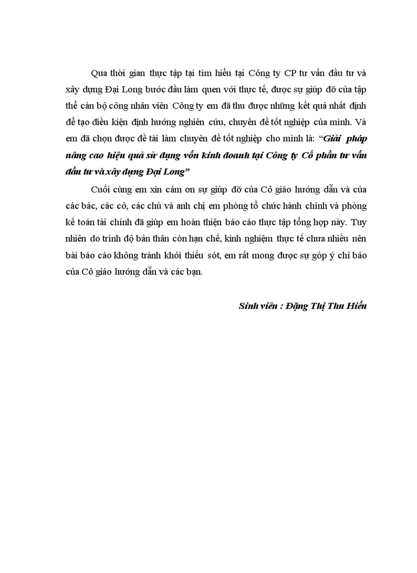 image for page Giải pháp nâng cao hiệu quả sử dụng vốn kinh doanh tại Công ty Cổ phần tư vấn đầu tư và xây dựng Đại Long