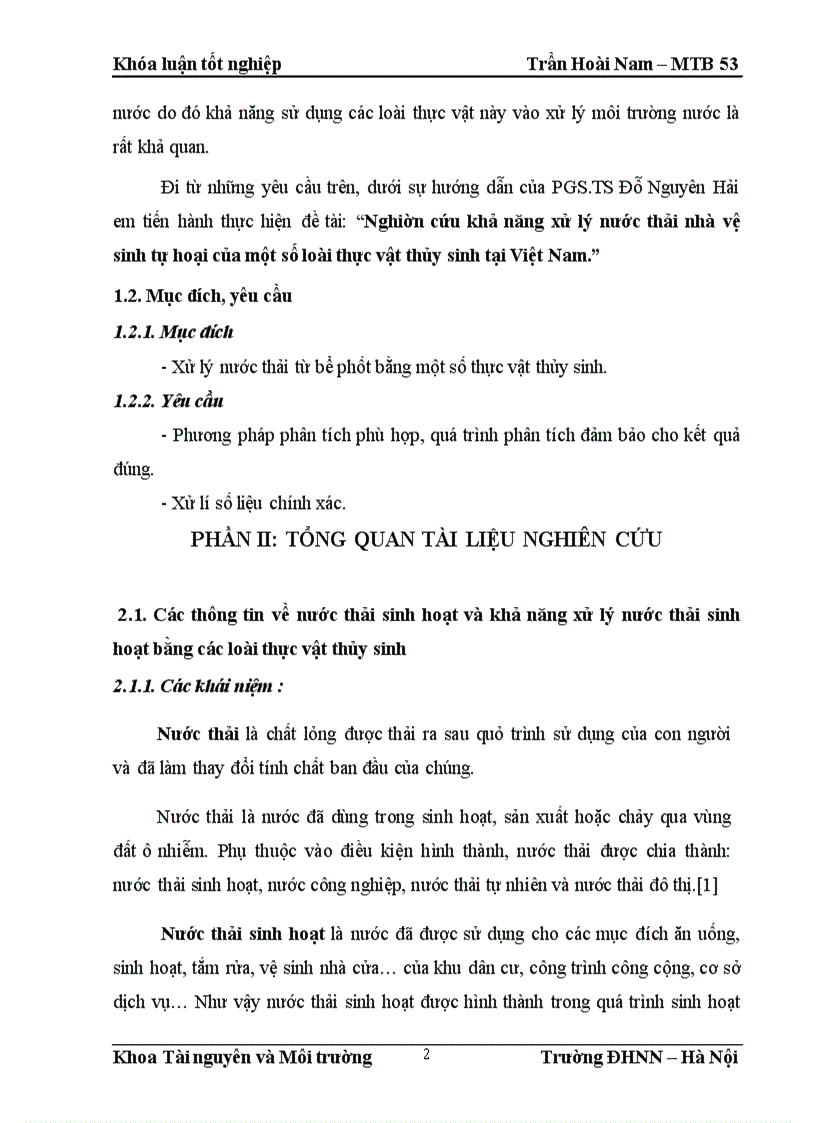 image for page Nghiên cứu khả năng xử lý nước thải nhà vệ sinh tự hoại của một số loài thực vật thủy sinh tại Việt Nam 1