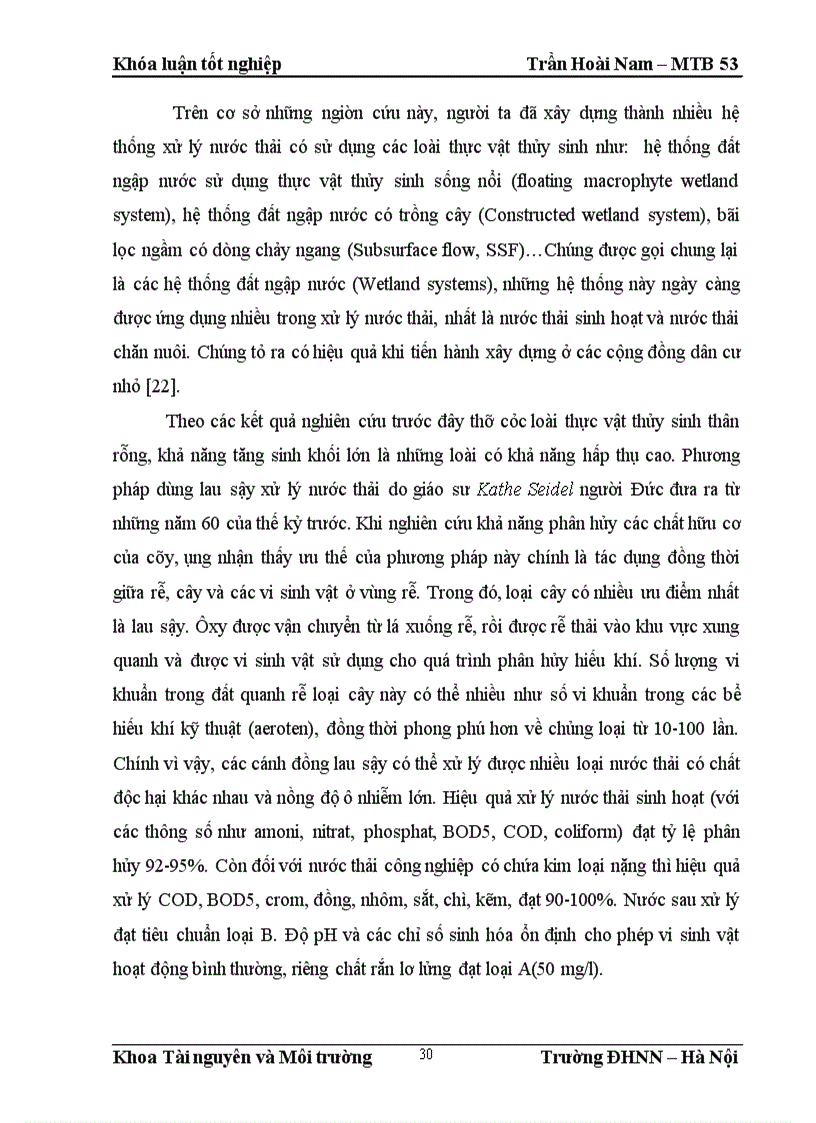 image for page Nghiên cứu khả năng xử lý nước thải nhà vệ sinh tự hoại của một số loài thực vật thủy sinh tại Việt Nam 1