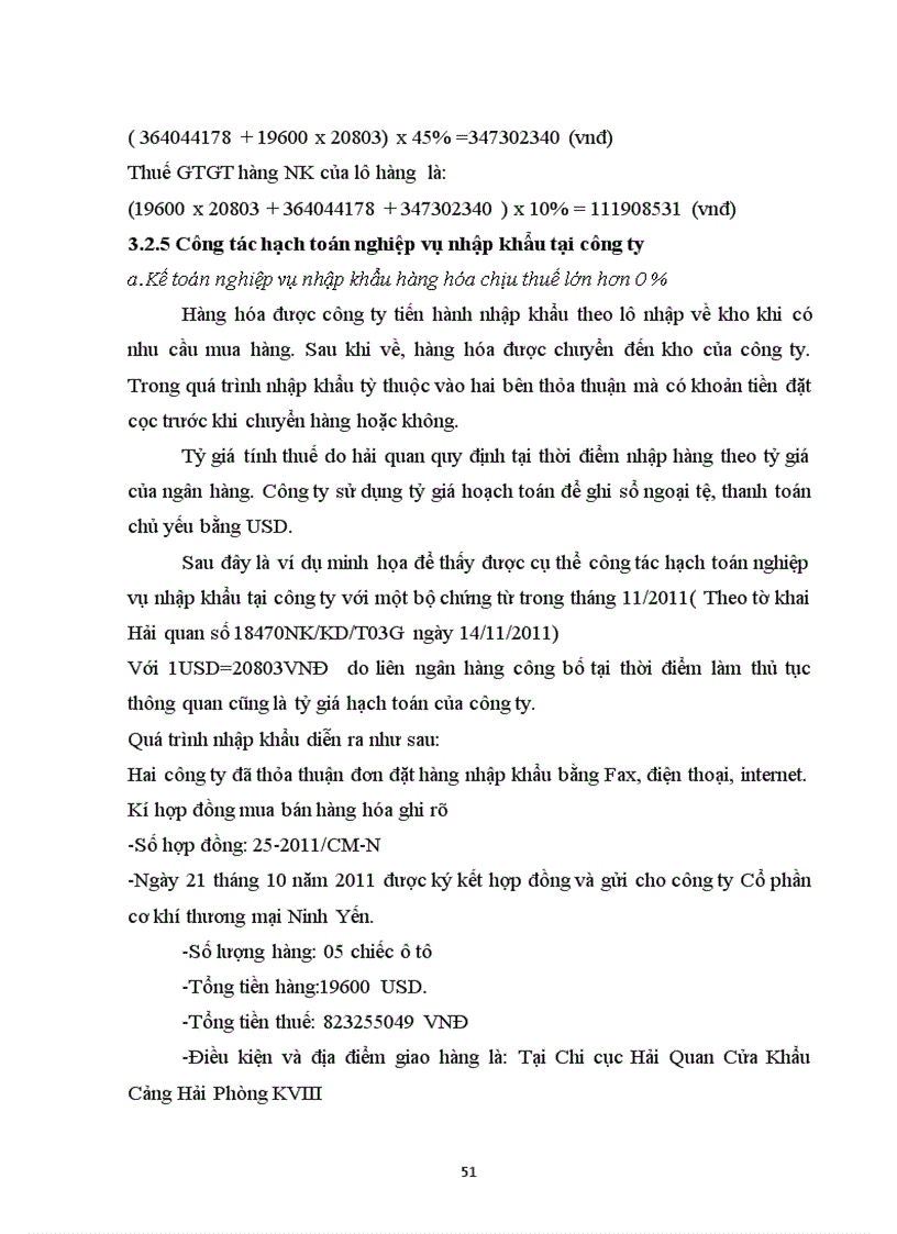 image for page Kế toán thuế nhập khẩu tại công ty cổ phần cơ khí thương mại Ninh Yến