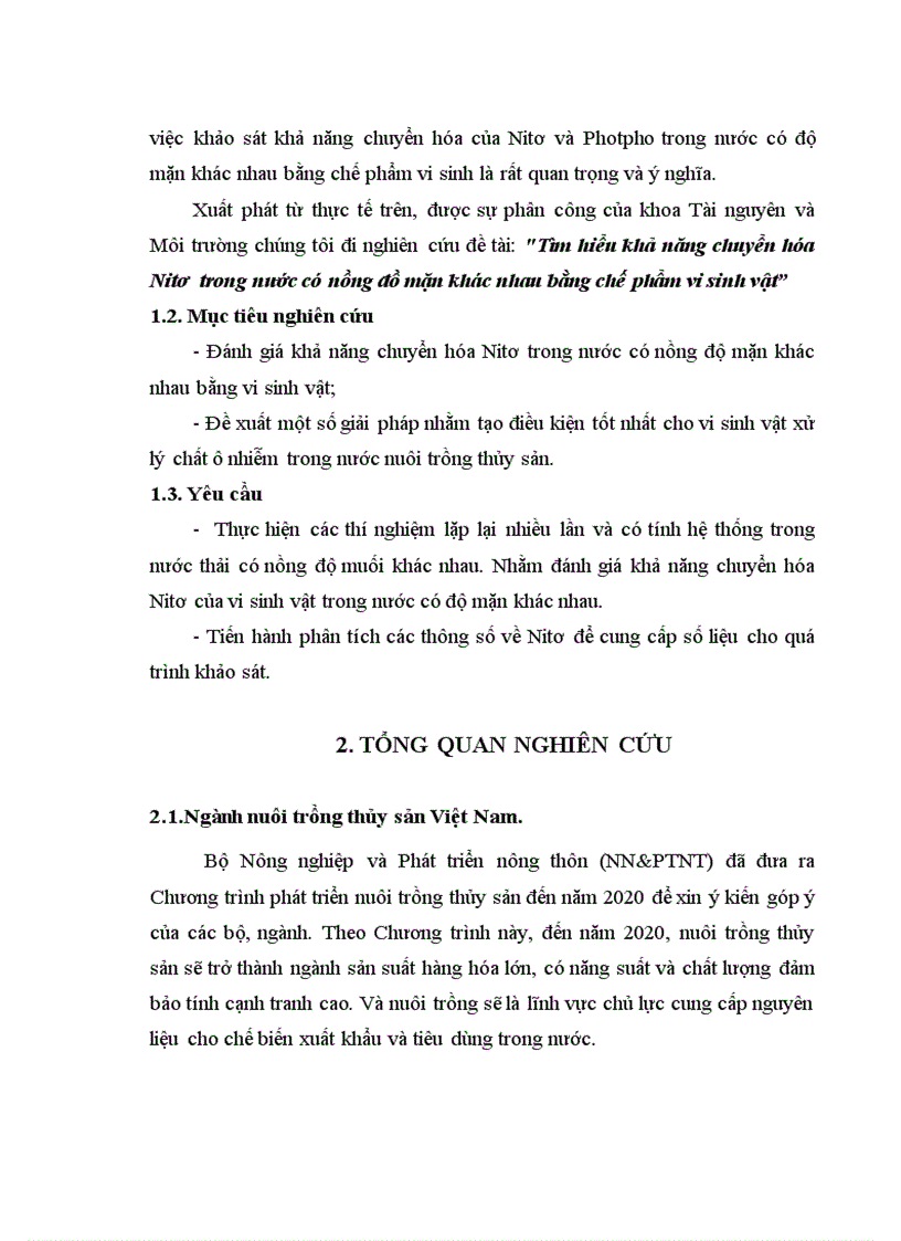 image for page Tìm hiểu khả năng chuyển hóa Nitơ trong nước có nồng đồ mặn khác nhau bằng chế phẩm vi sinh vật