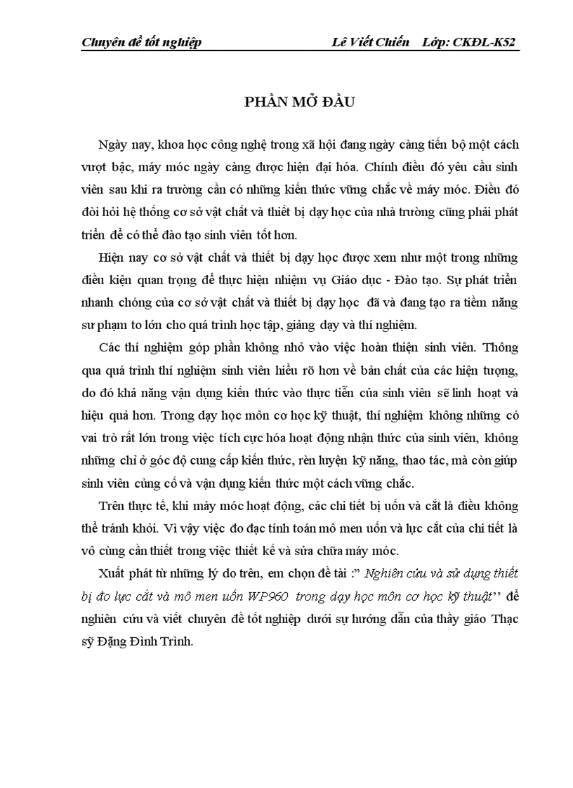 image for page Nghiên cứu và sử dụng thiết bị đo lực cắt và mô men uốn WP960 trong dạy học môn cơ học kỹ thuật