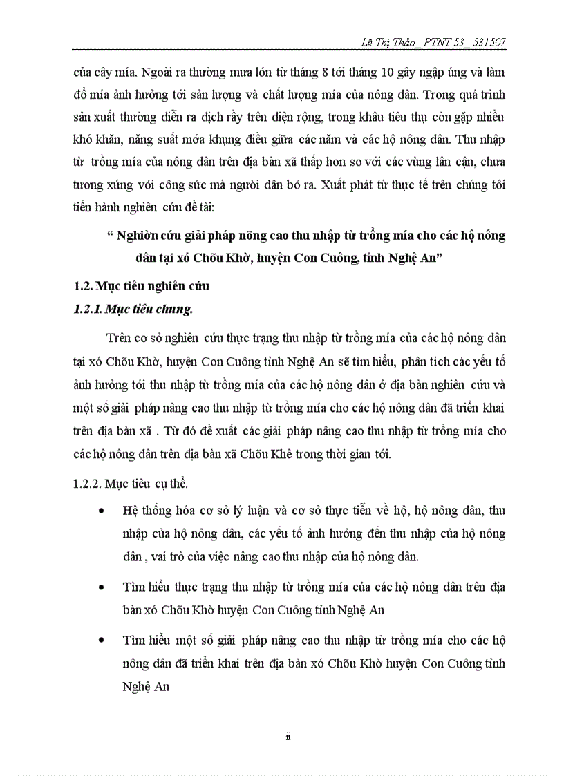 image for page Nghiên cứu giải pháp nâng cao thu nhập từ trồng mía cho các hộ nông dân tại xã Châu Khê huyện Con Cuông tỉnh Nghệ An