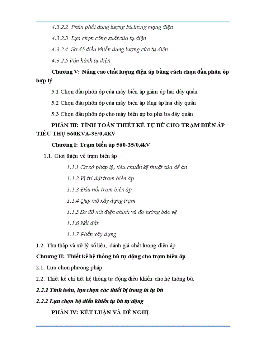 image for page Nâng cao chất lượng điện áp bằng cách thay đổi hệ số công suất cosφ Áp dụng tính toán thiết kế tụ bù cho trạm biến áp tiêu thụ 560kVA 35 0 4kV cung cấp điện cho công ty TNHH H B