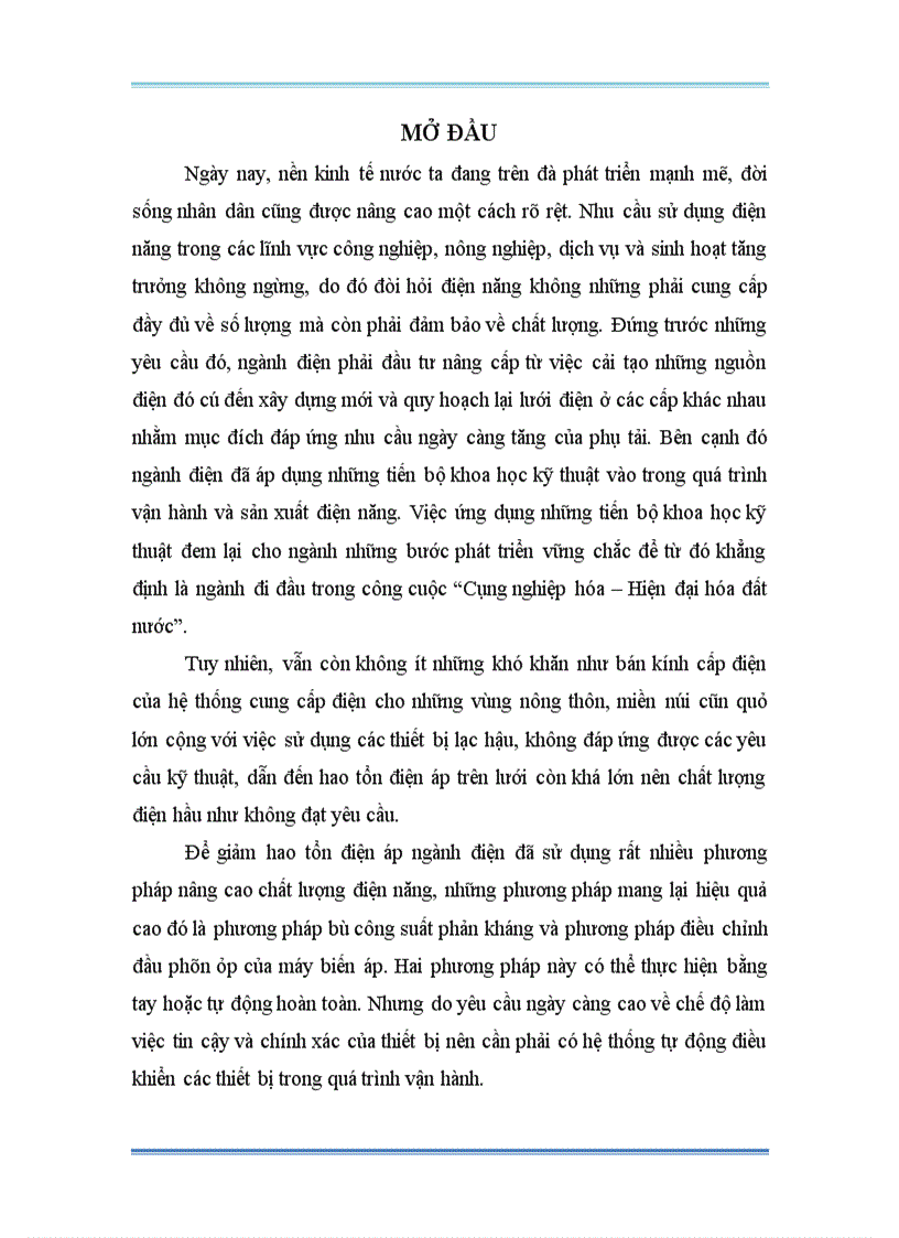 image for page Nâng cao chất lượng điện áp bằng cách thay đổi hệ số công suất cosφ Áp dụng tính toán thiết kế tụ bù cho trạm biến áp tiêu thụ 560kVA 35 0 4kV cung cấp điện cho công ty TNHH H B