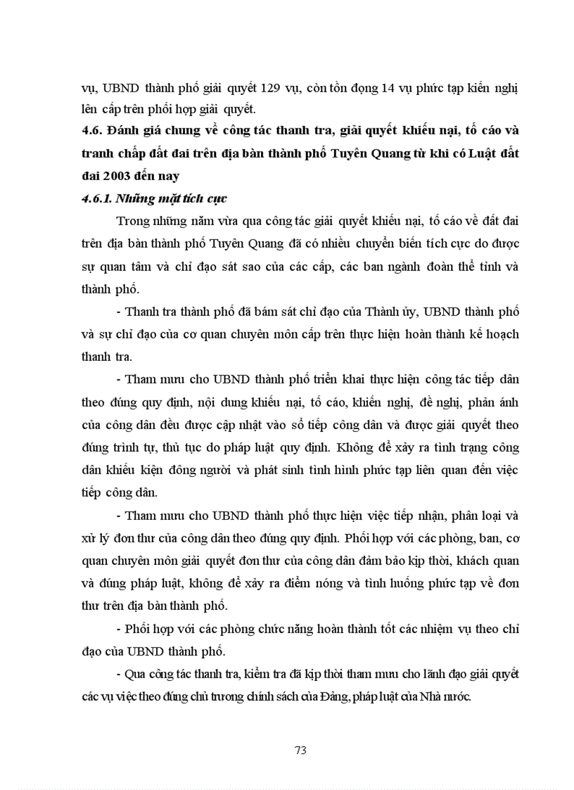 image for page Tìm hiểu công tác thanh tra giải quyết khiếu nại tố cáo và tranh chấp đất đai trên địa bàn thành phố Tuyên quang tỉnh Tuyên Quang từ khi có luật đất đai năm 2003 đến nay