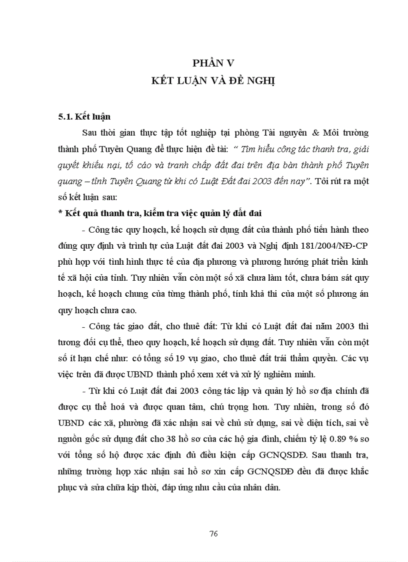 image for page Tìm hiểu công tác thanh tra giải quyết khiếu nại tố cáo và tranh chấp đất đai trên địa bàn thành phố Tuyên quang tỉnh Tuyên Quang từ khi có luật đất đai năm 2003 đến nay