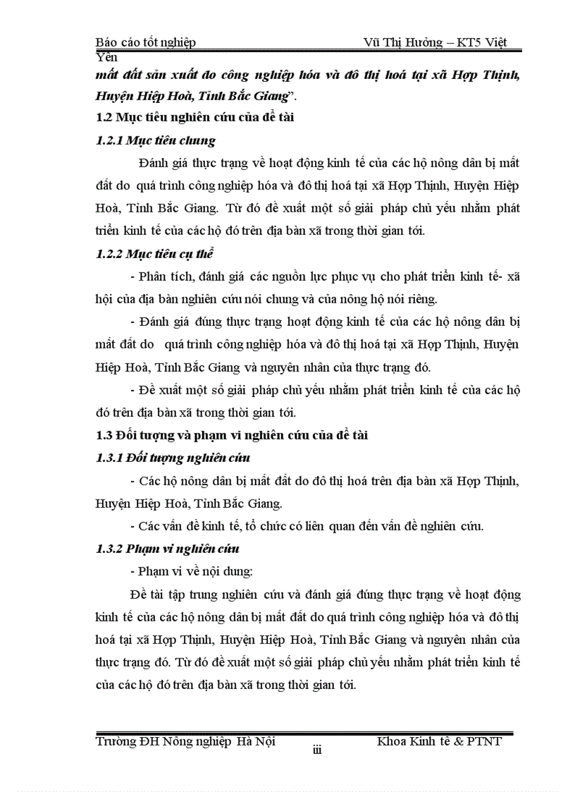 image for page Thực trạng và giải pháp nhằm phát triển kinh tế của các hộ nông dân bị mất đất sản xuất do công nghiệp hóa và đô thị hoá tại xã Hợp Thịnh Huyện Hiệp Hoà Tỉnh Bắc Giang