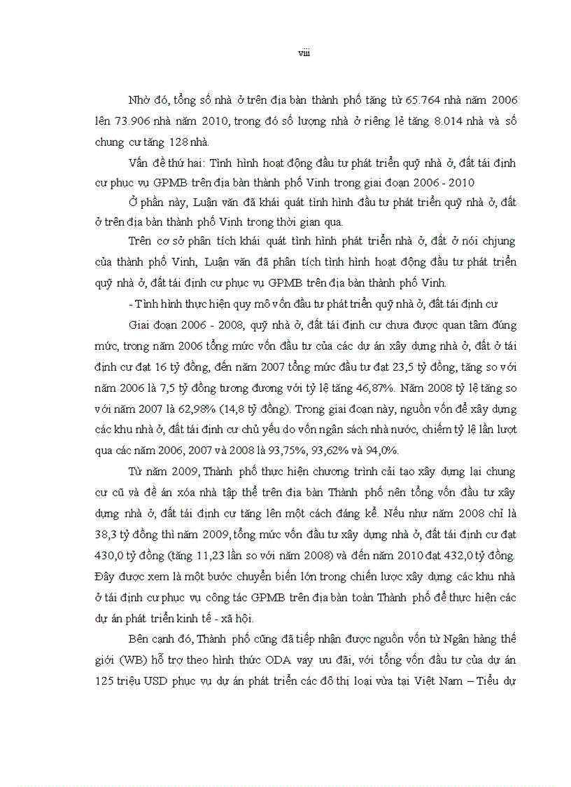 image for page Tóm tắt đề tài Đầu tư phát triển quỹ nhà ở đất tái định cư phục vụ công tác giải phóng mặt bằng trên địa bàn thành phố Vinh tỉnh Nghệ an giai đoạn 2006 2020
