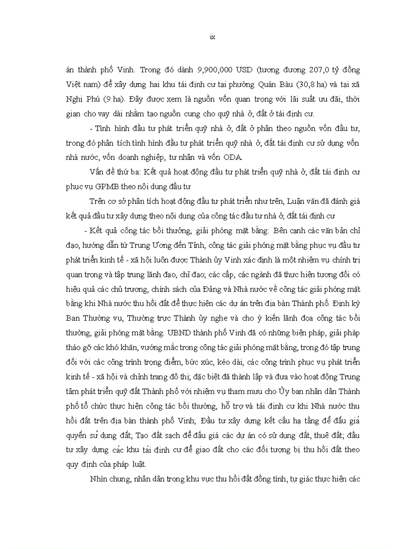 image for page Tóm tắt đề tài Đầu tư phát triển quỹ nhà ở đất tái định cư phục vụ công tác giải phóng mặt bằng trên địa bàn thành phố Vinh tỉnh Nghệ an giai đoạn 2006 2020