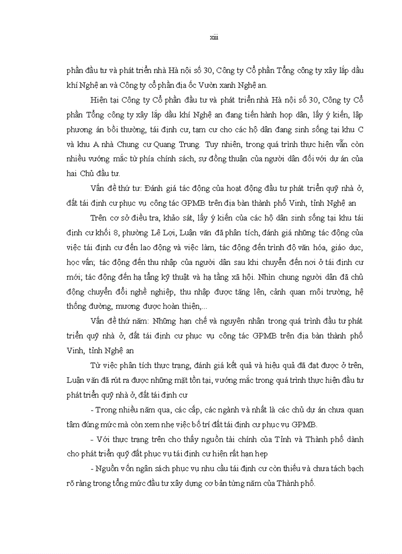 image for page Tóm tắt đề tài Đầu tư phát triển quỹ nhà ở đất tái định cư phục vụ công tác giải phóng mặt bằng trên địa bàn thành phố Vinh tỉnh Nghệ an giai đoạn 2006 2020