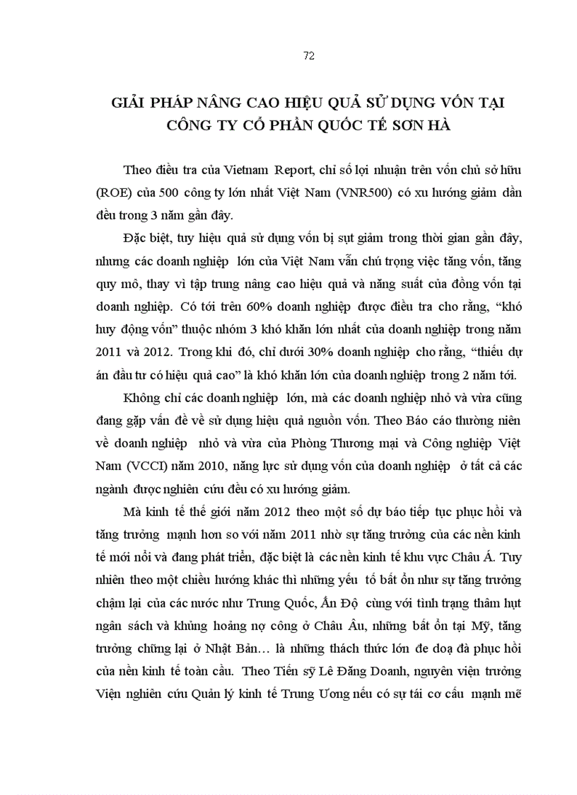 image for page Giải pháp nâng cao hiệu quả sử dụng vốn tại Công ty Cổ phần Quốc tế Sơn Hà