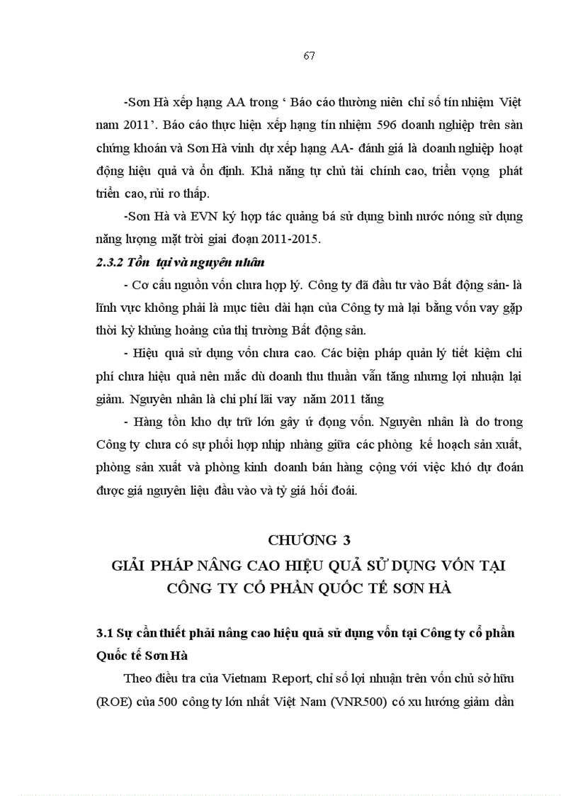 image for page Giải pháp nâng cao hiệu quả sử dụng vốn tại Công ty Cổ phần Quốc tế Sơn Hà 1