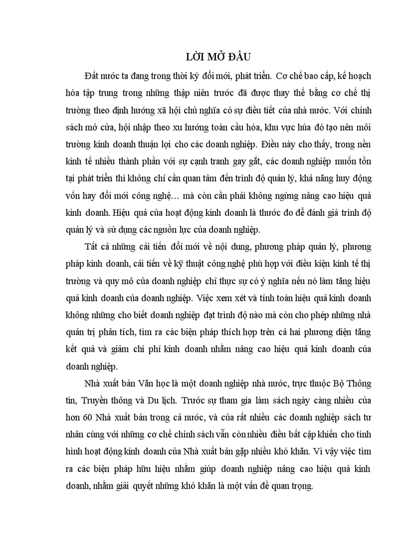 Nâng cao hiệu quả kinh doanh sách ở Nhà xuất bản Văn học