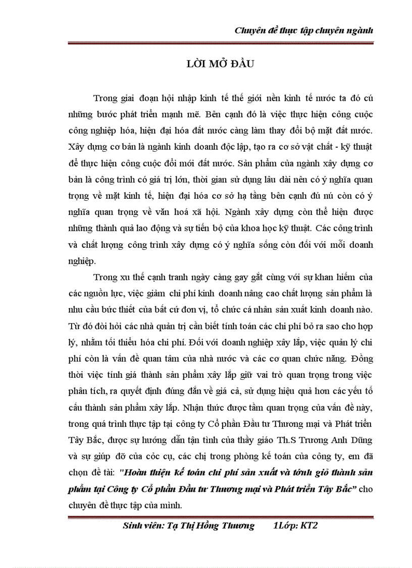 image for page Hoàn thiện kế toán chi phí sản xuất và tính giá thành sản phẩm tại công ty cổ phần đầu tư thương mại và phát triển tây bắc