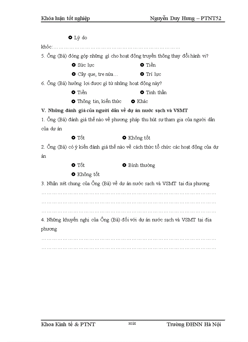 image for page Nghiên cứu sự tham gia của người dân trong các hoạt động của dự án nước sạch và vệ sinh môi trường tại huyện Cao Phong tỉnh Hòa Bình