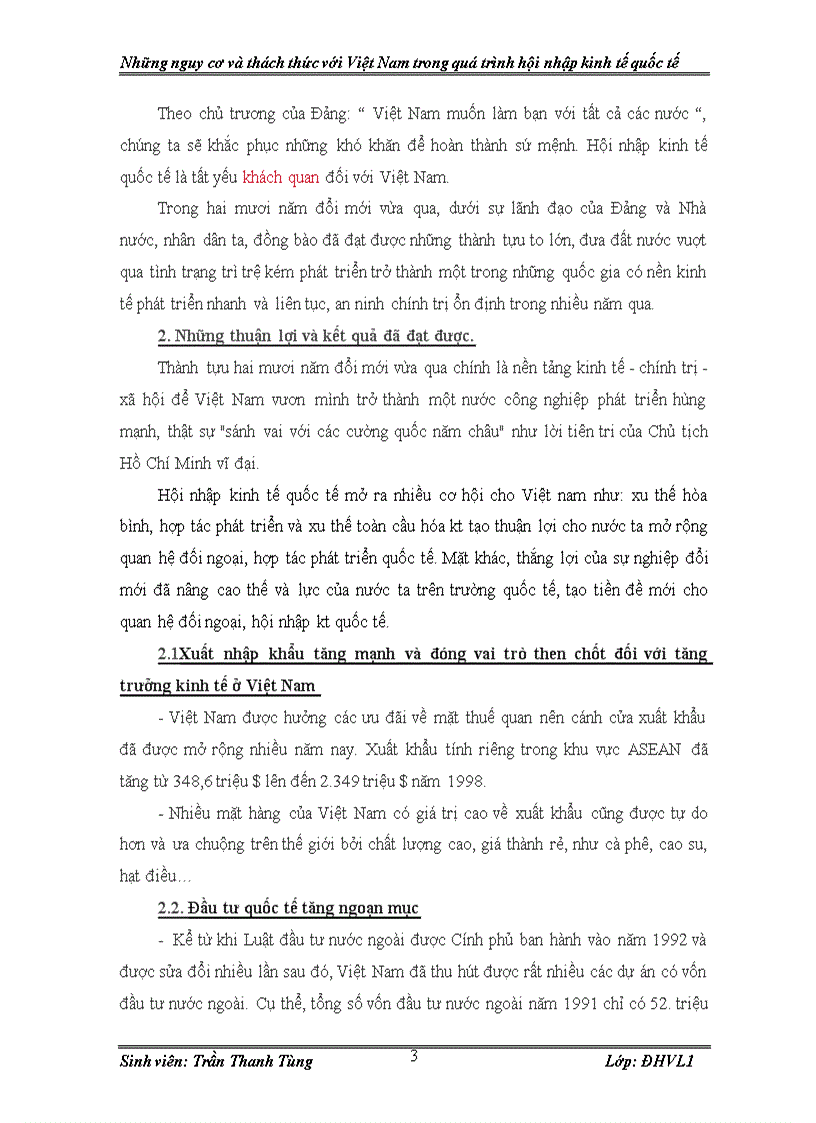 image for page Nguy cơ và thách thức với VN trong quá trình hội nhập kinh tế quốc tế