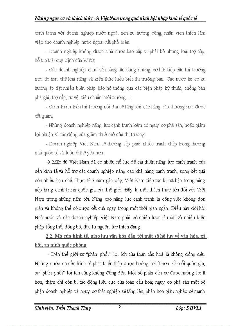 image for page Nguy cơ và thách thức với VN trong quá trình hội nhập kinh tế quốc tế