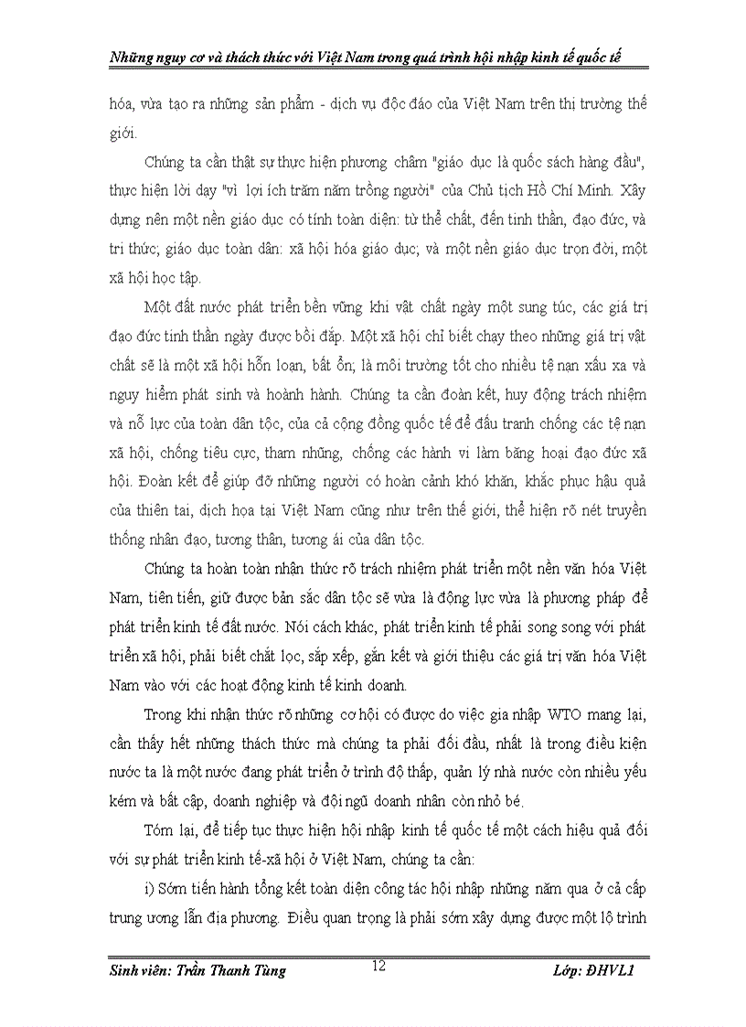 image for page Nguy cơ và thách thức với VN trong quá trình hội nhập kinh tế quốc tế