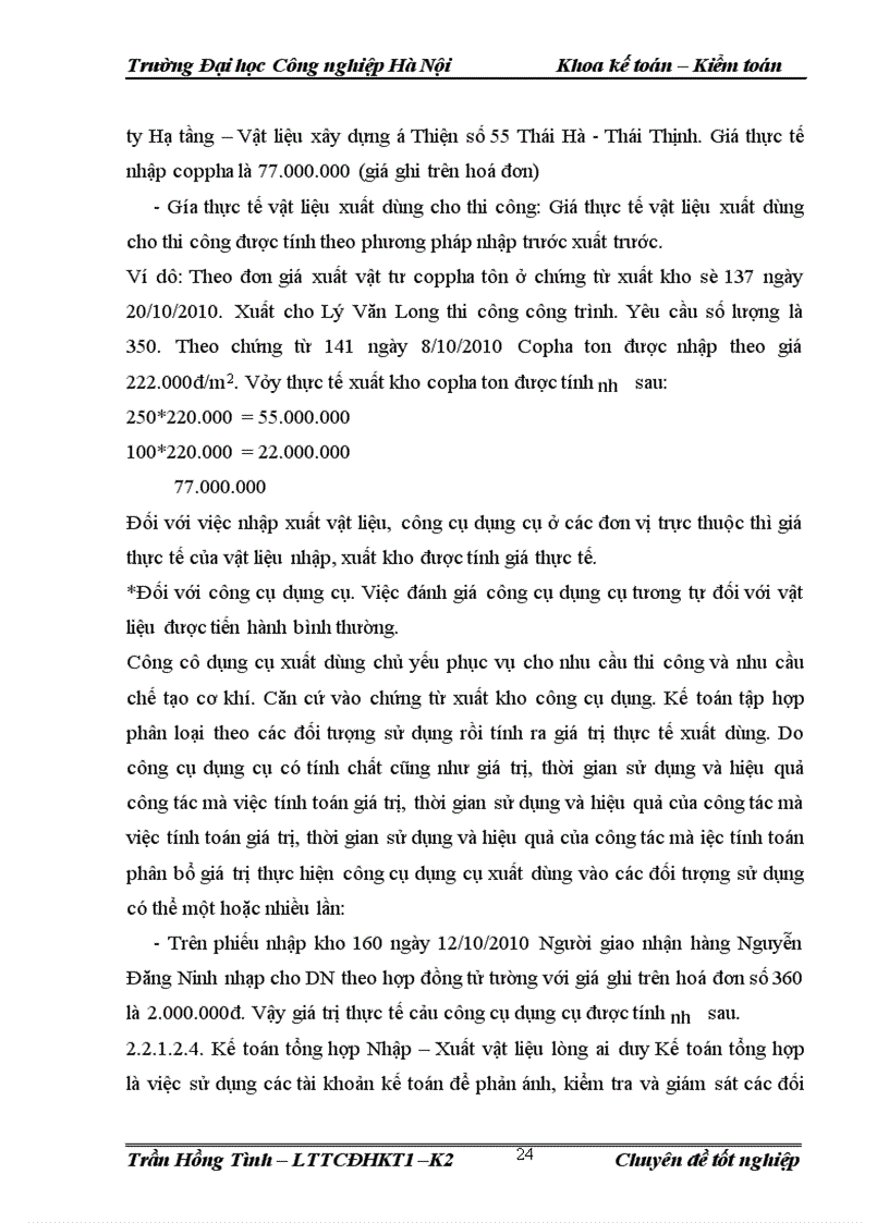 image for page Hoàn thiện công tác kế toán nguyên vật liệu công cụ dụng cụ tại doanh nghiệp