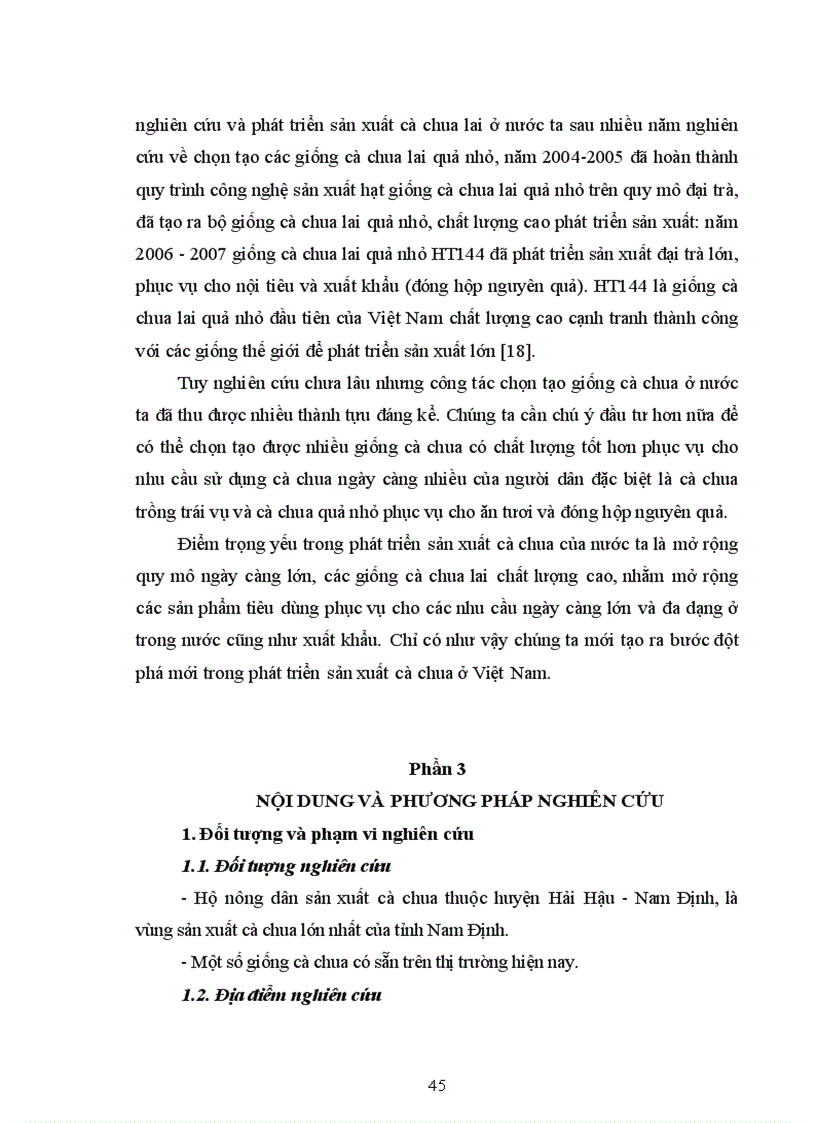 image for page Đánh giá hiện trạng sản xuất và thử nghiệm một số giống cà chua triển vọng tại huyện hải hậu tỉnh nam định