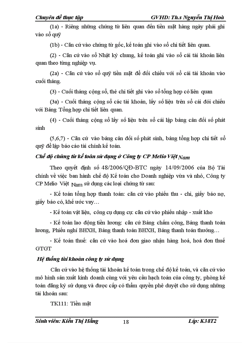 image for page Kế toán tiền lương và các khoản trích theo lương tại Công ty CP Melio Việt Nam 1