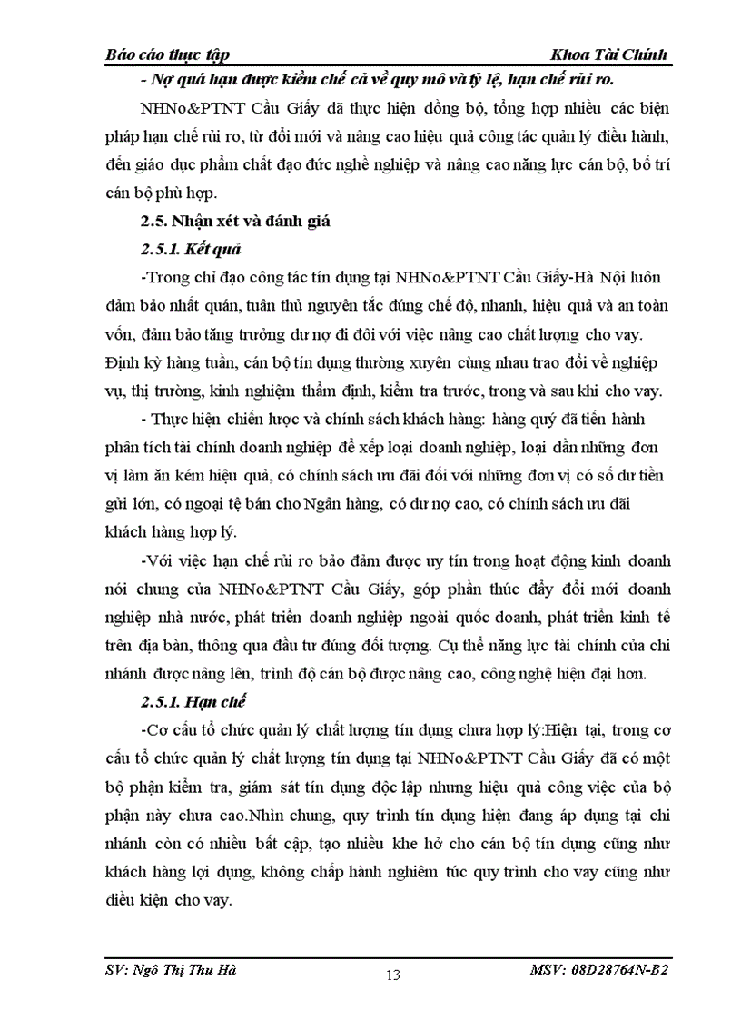 image for page Tình hình và kết quả hoạt động kinh doanh của Ngân hàng nông nghiệp và phát triển nông thôn Chi nhánh Cầu Giấy Hà Nội