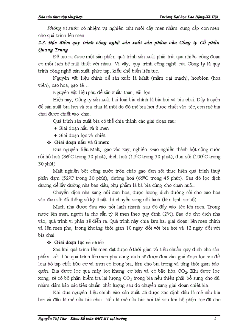 image for page Một số phần hành kế toán chủ yếu tại Công ty Cổ phần Quang Trung