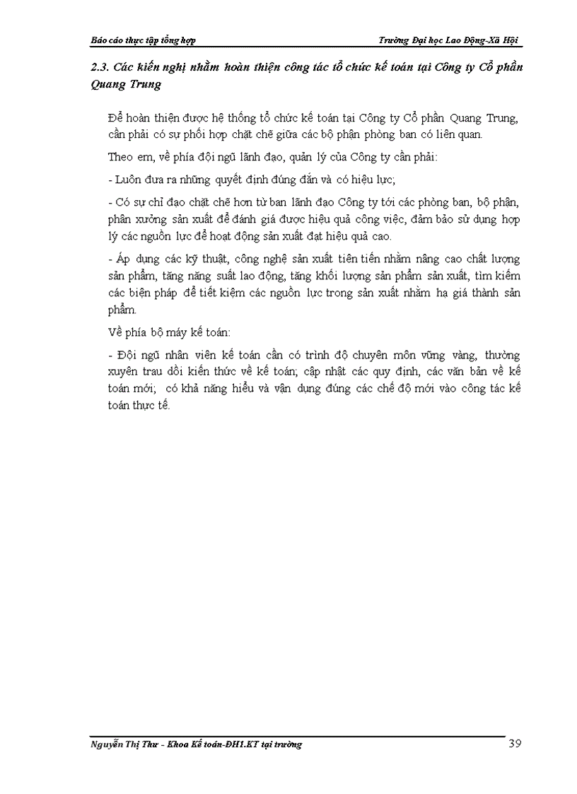 image for page Một số phần hành kế toán chủ yếu tại Công ty Cổ phần Quang Trung